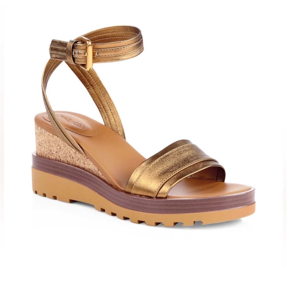 See By Chloe Metallic Gold Wedges